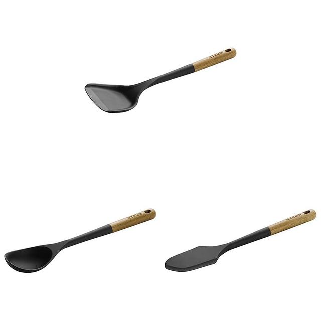 STAUB Wok Spatula & STAUB Serving Spoon, Great for Scooping Sides and Serving Hearty Stews& STAUB Silcone Spatula, Great for Mixing, Folding, Scraping, and Spreading
