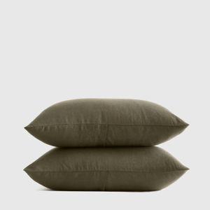 Linen Sham Set in Dusty Olive - Standard