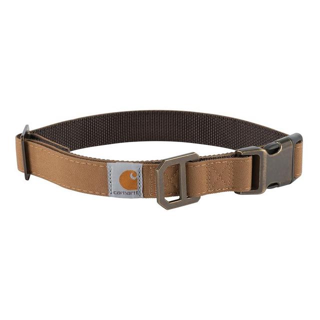 Carhartt Nylon Duck Dog Collar, Fully Adjustable Durable 2-Ply Cordura Nylon Canvas Collars for Dogs, Carhartt Brown, Medium