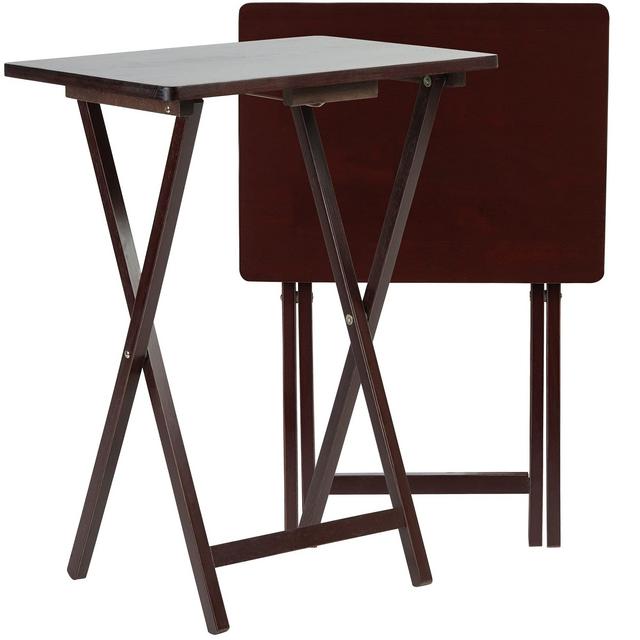 PJ Wood Folding TV Tray Snack Table Set of 2 - Espresso