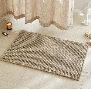 TYUU Waffle Bath Mat, Boho Bathroom Rugs Non Slip Washable Super Absorbent Quick Dry Farmhouse Bathroom Decor, 36"x24" / 3' x 2' Khaki