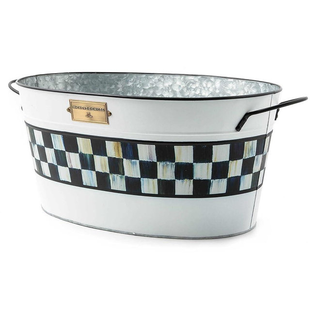 MACKENZIE-CHILDS Galvanized Beverage Bucket, Decorative Outdoor Galvanized Tub for Drinks, Spectator