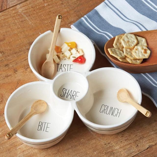Multi-Dip Set 4-piece Set with Wooden Spoons