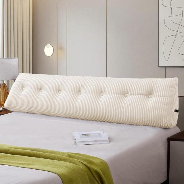 Large Headboard Pillow Headboard Wedge Pillow Bed Rest Reading Pillow Bolster Triangular Pillow for Sitting in Bed-Backrest Positioning Support Long Pillow for Daybed (King:76x8x20 Inches,Beige)