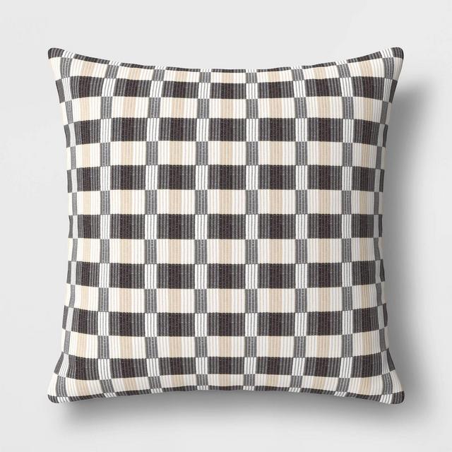 Oversized Woven Linework Square Throw Pillow Black/Neutral - Threshold™