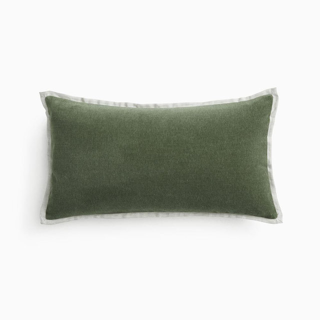 Classic Cotton Velvet Pillow Cover, 12"x21", Dark Olive