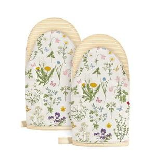 Slohif Mini Oven Mitts Set – Extended Short Heat Resistant Kitchen Gloves for Women, 100% Cotton Oven Mitts with Silicone Grips, Non-Slip and Thick Durable for Cooking & Baking，White