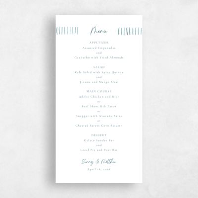 Blue Wedding Menu - Lund