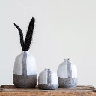 Vertical Stripe 3-Piece Terracotta Vase Set