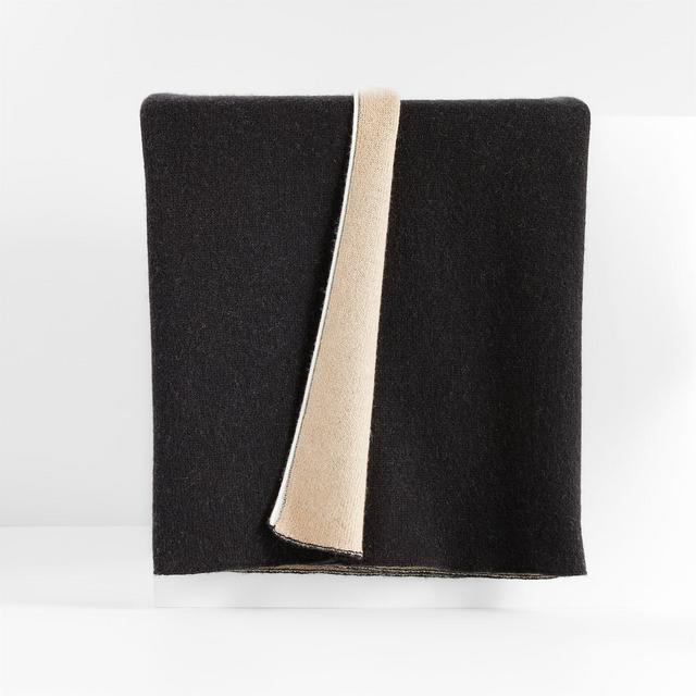 Bardot Ink Black 70"x55" Recycled Cashmere Throw Blanket
