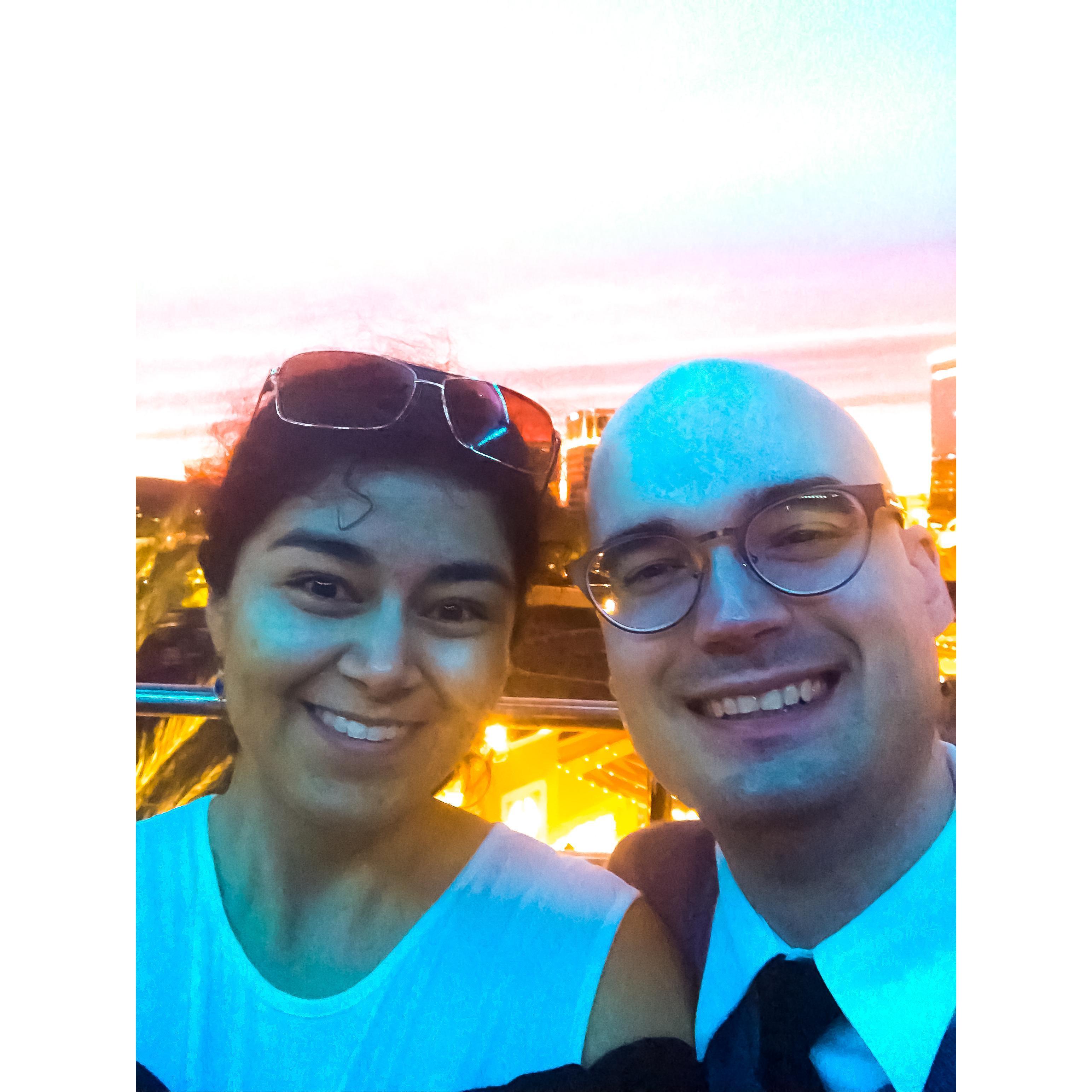 Riding the Ferris Wheel and having fun!