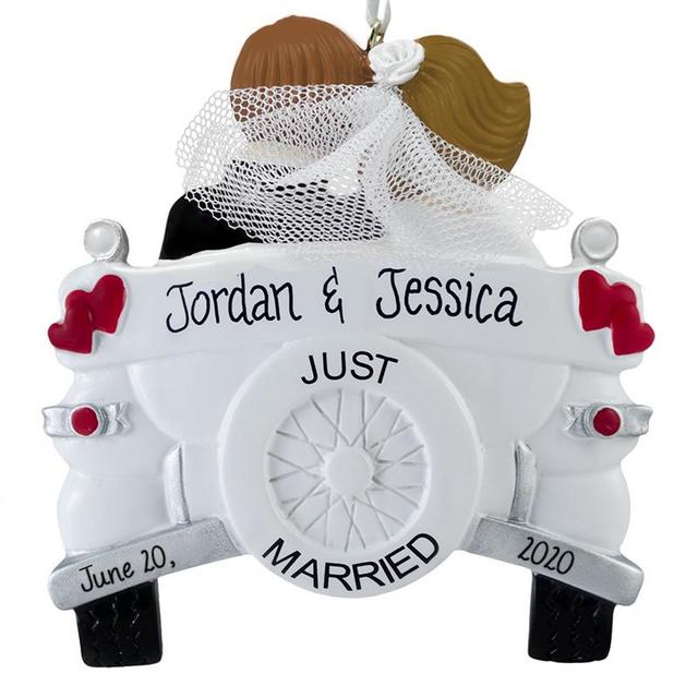 Just Married Old-Fashioned Car Personalized Ornament