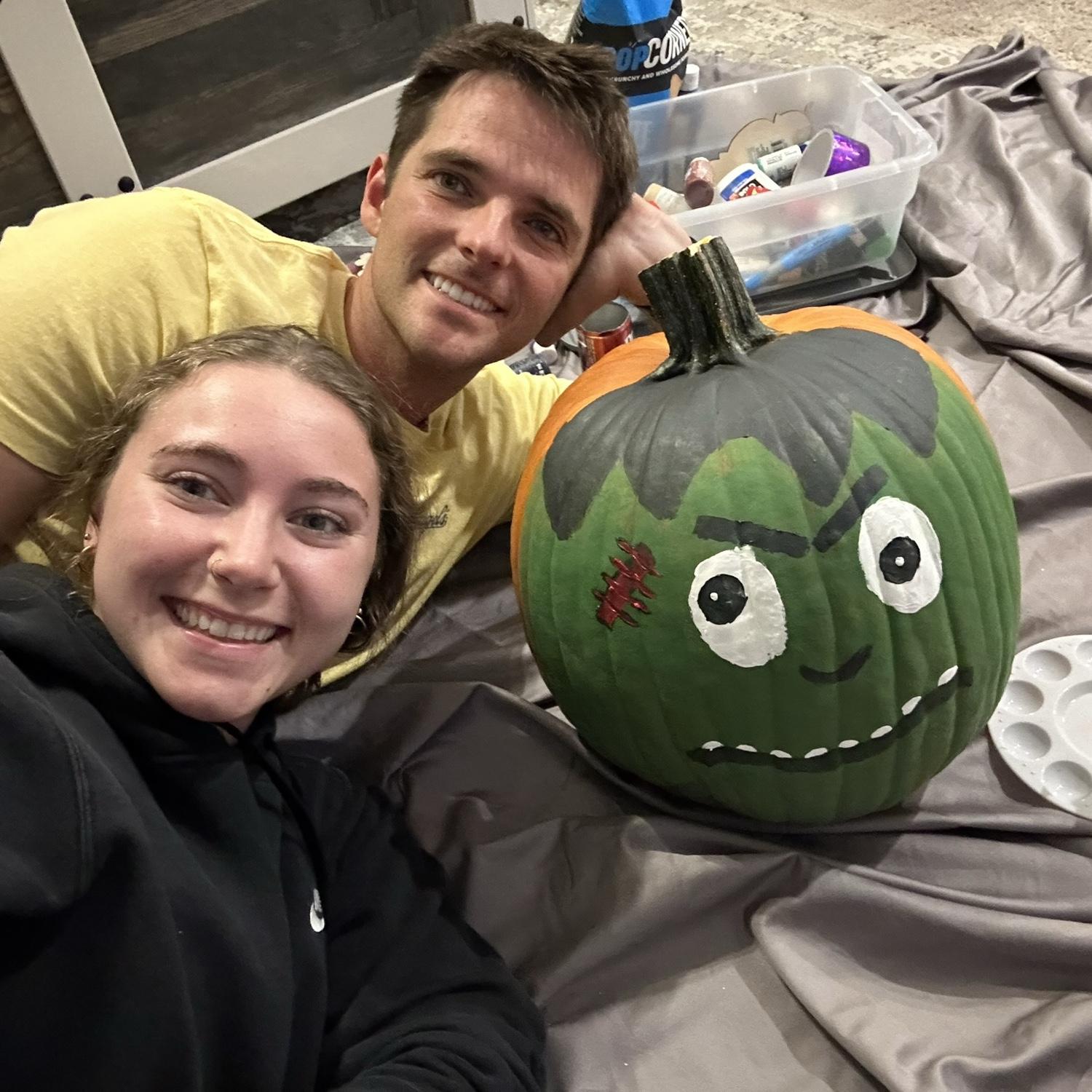 Fun fact: we love doing random crafts together -- this one was pumpkin painting