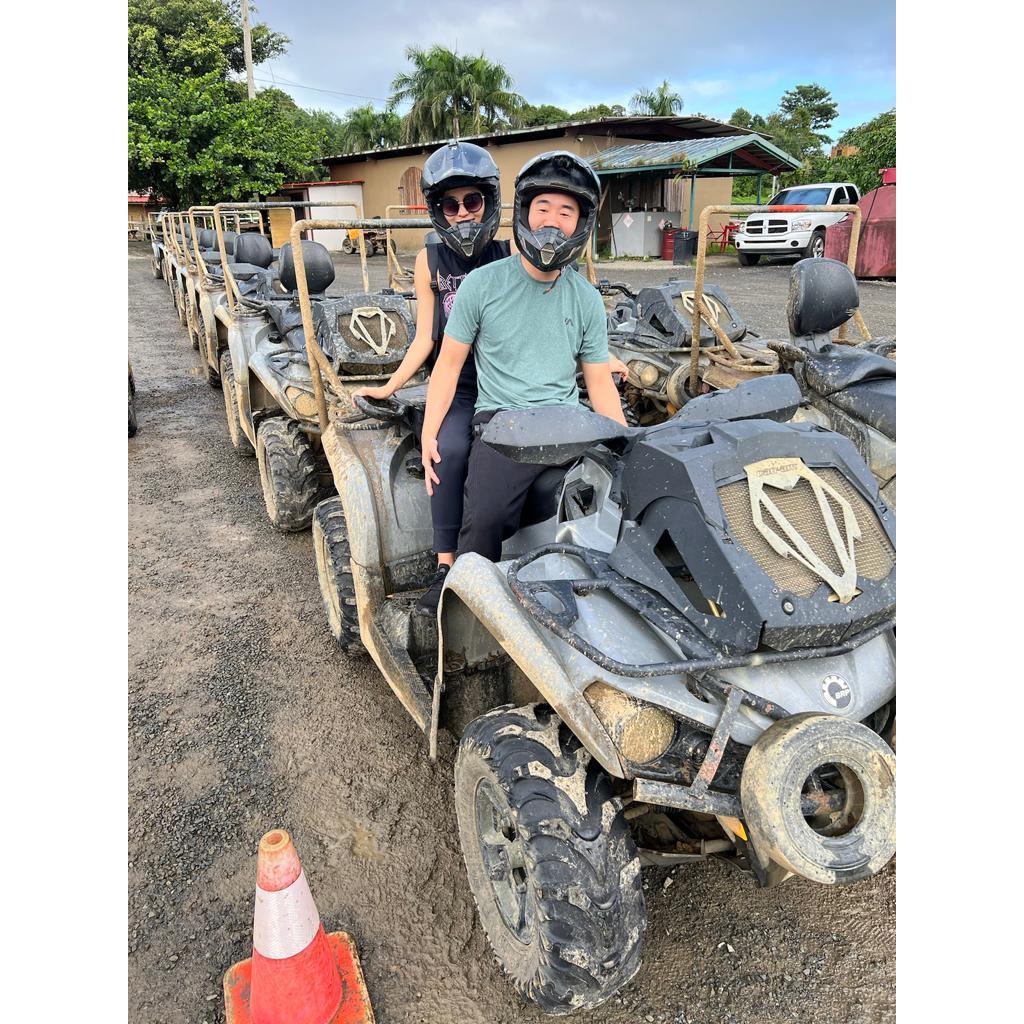 Revving up the fun for James' birthday celebration in our home away from home! The ATVs were a blast to ride, as we bounced over rocks and splashed through mud. This photo is a reminder of the adventure and excitement we experienced on that special day and the love and friendship that we share as a couple.