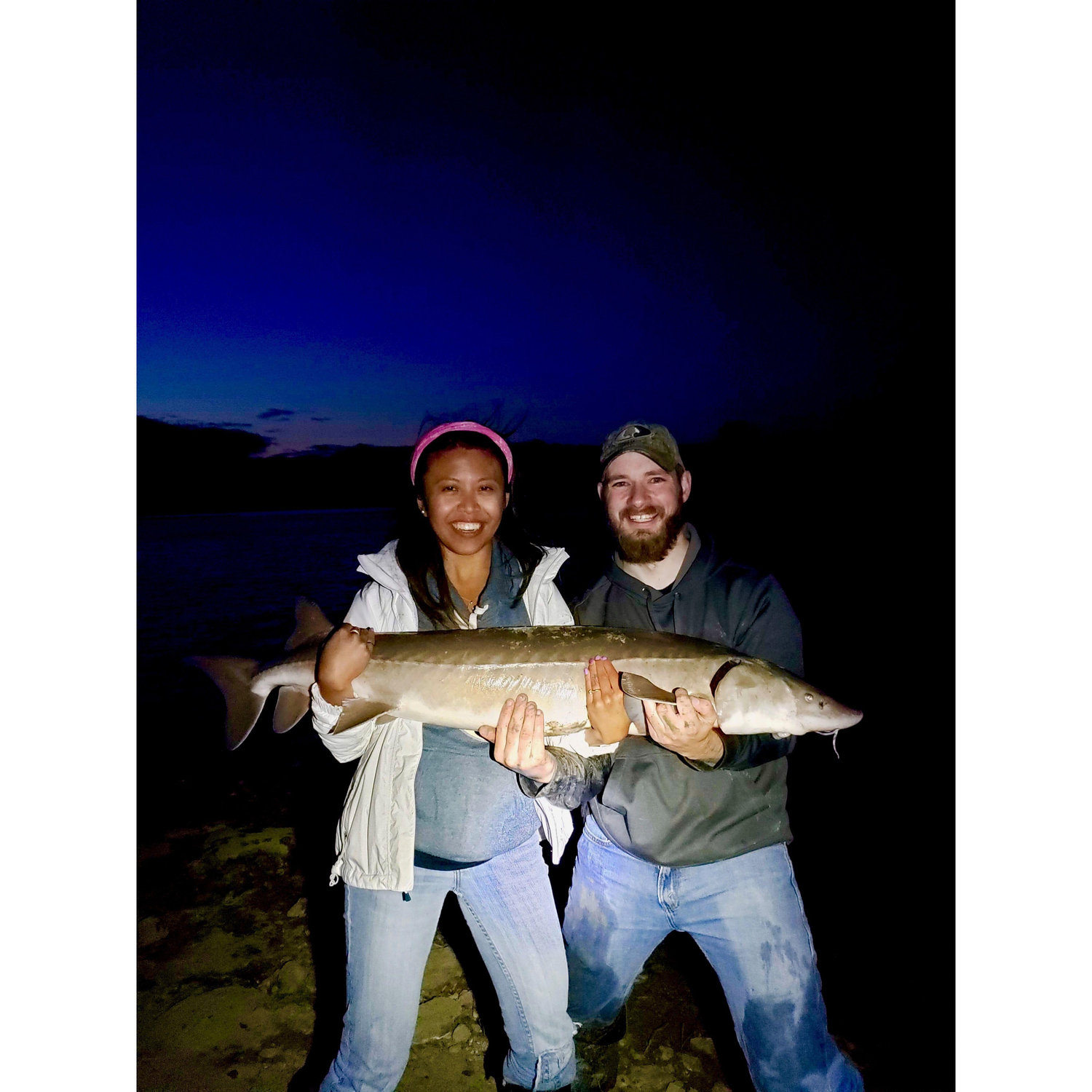 Paulina's biggest fish in Sask, 52" lake sturgeon