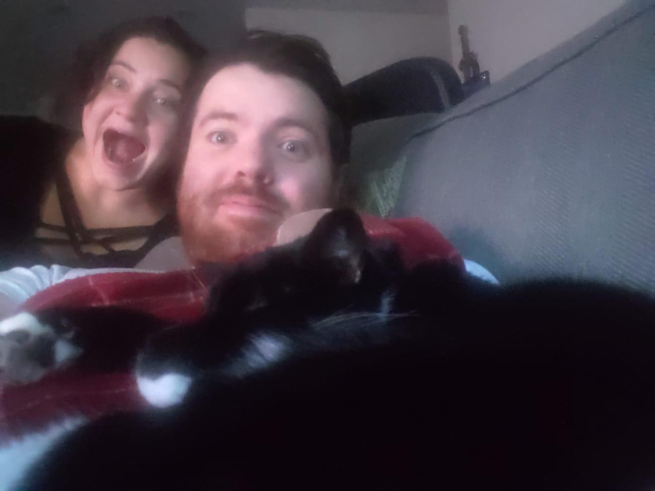 Hanging with our cat, Molly