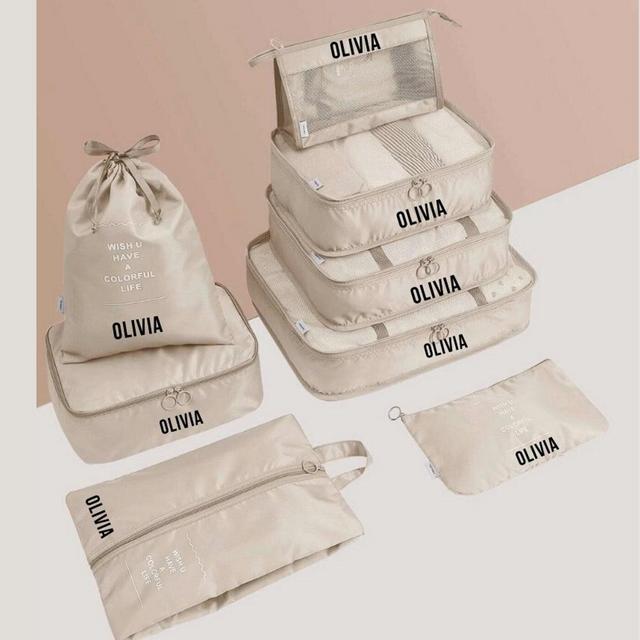 PERSONALIZED 8 PCS BEIGE Travel/ Cube...