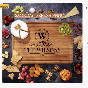 Personalized Cutting Board Engraved Cheese Board, Wedding Gift, Housewarming Gift Anniversary Gift, Unique Engagement Present for the Couple - 16x11x1 MOST POPULAR, Design 5