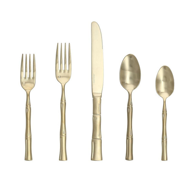 Fortessa Royal Pacific 18/10 Stainless Steel, 20 Piece Flatware Set (Service for 4), Brushed Champagne