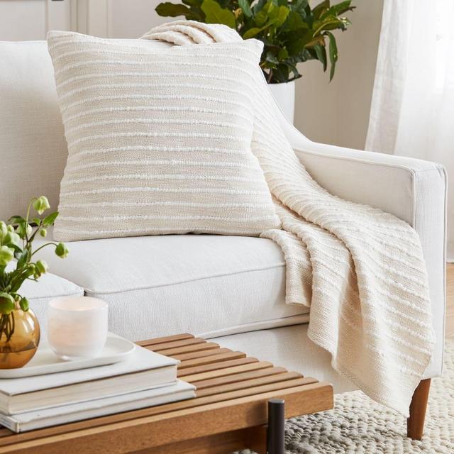 Soft Corded Pillow + Throw Set - Natural Canvas