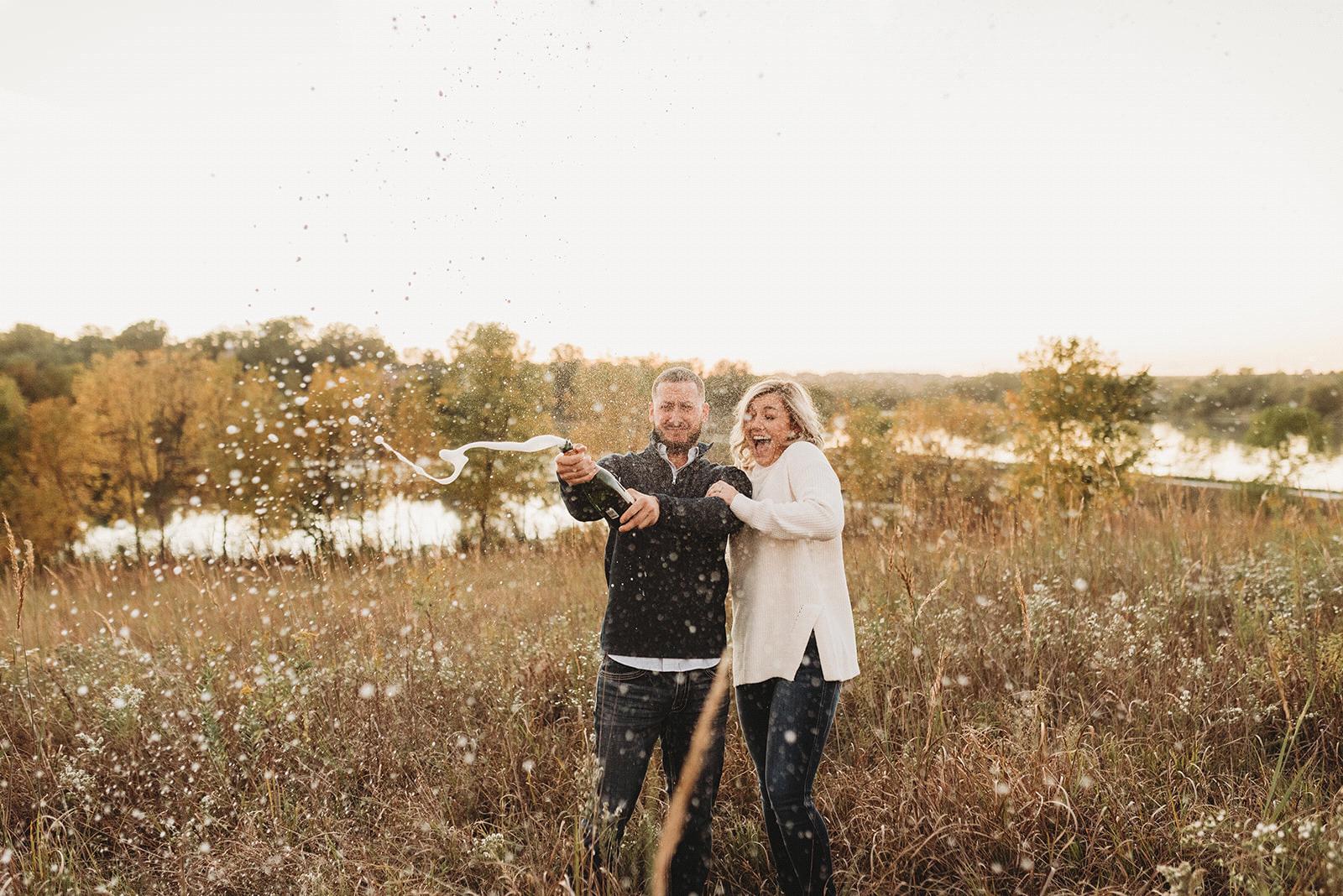 Why not pop some champagne during engagement pictures!!!