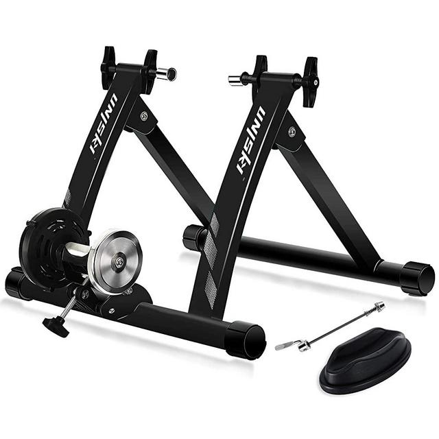Unisky Bike Trainer Stand Indoor Riding Steel Bicycle Exercise Stand with Noise Reduction Wheel Magnetic Stationary Stand fits for 26-28inch, 700C Wheel