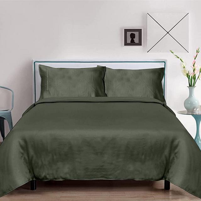 Linenwalas 100% Cooling Bamboo Sheets Set 4PC- Queen Size 1800 Thread Count Soft Bed Sheets,16 Inch Deep Pocket,Super Breathable,Comfortable and Pilling Resistant(Queen, Avocado Green)