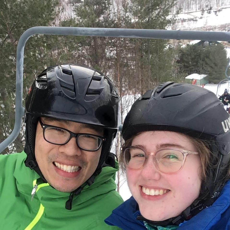 Bob taking Haley skiing for the first time- she only cried three times! January 2019