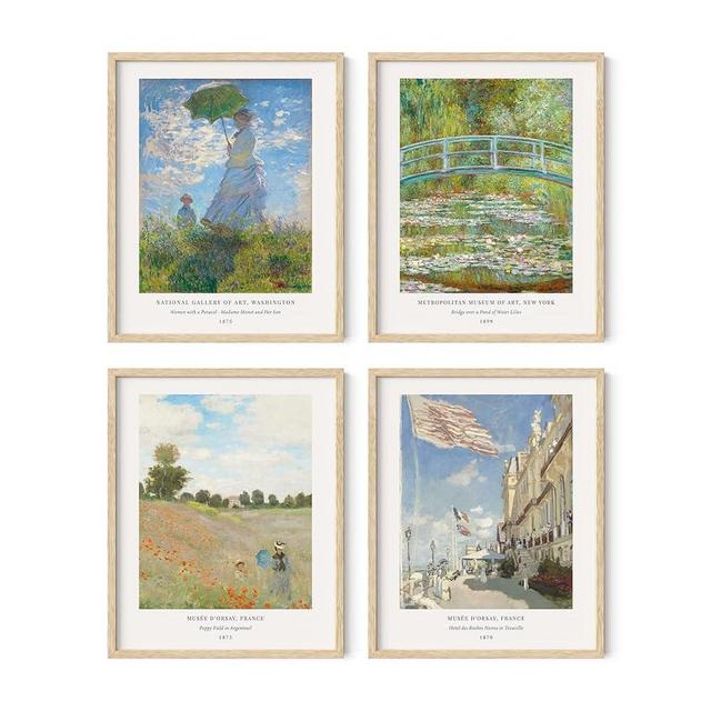 HAUS AND HUES Claude Monet Artwork Fine Art Paintings - Water Lilies Claude Monet Poster, Modern Monet Prints Famous Paintings, Famous Art Prints Monet Wall Art (Beige Framed, 16x20)
