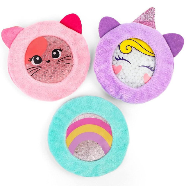 LotFancy Kids Ice Packs for Boo Boos, 3 Pack, Reusable Hot Cold Packs with Cute Plush Sleeves, Small Round Gel Pads for Injuries, Headache, Fever, Wisdom Teeth, Pain Relief, 4.75”