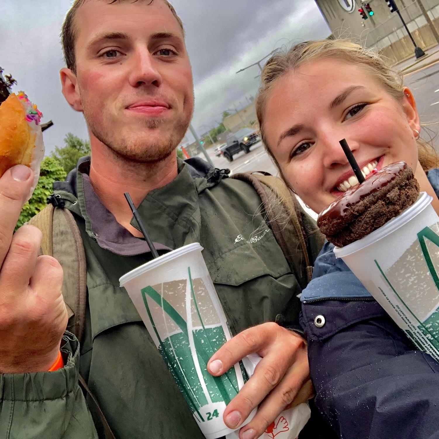Rainy walk for donuts and coffee on a weekend trip to Boston, MA July 2021