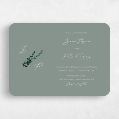 Green Rounded Wedding Invitation - Stanley Landscape