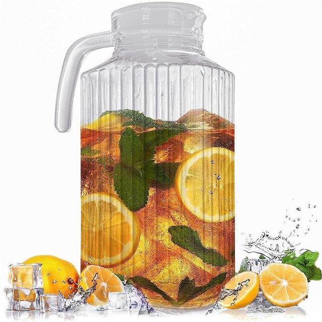 Glass Pitcher - Beverage Serveware and Storage Container for Hot Drink or Cold Drinks. 60oz. Glass Water Fridge Pitcher with Lid, Juice Container, Water Jug, Iced Tea Pitcher or Milk Pitcher Cocktails