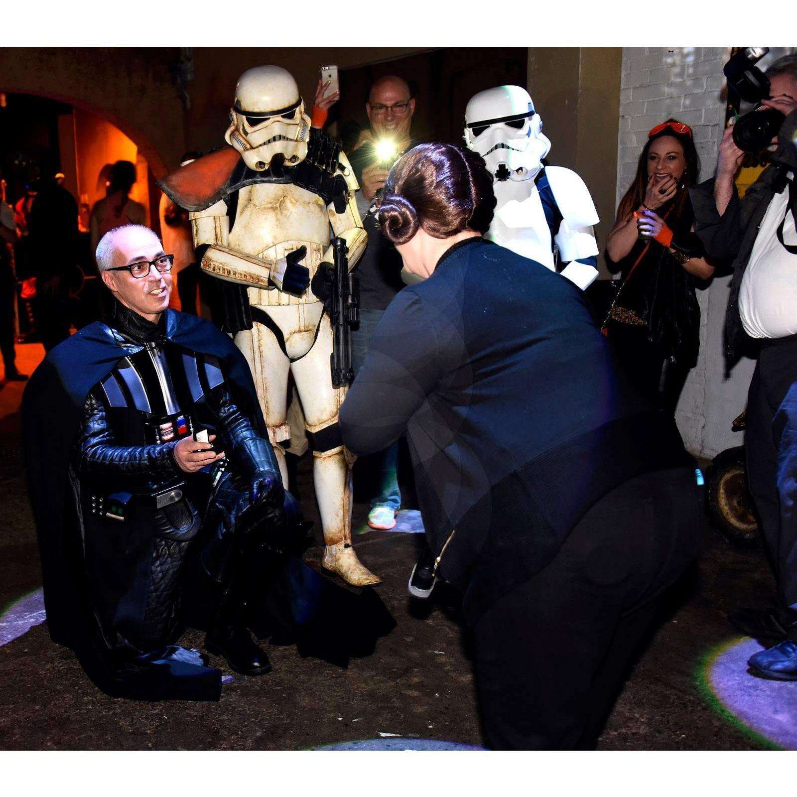 HE PROPOSED!!!!! On one knee. As DARTH VADER.