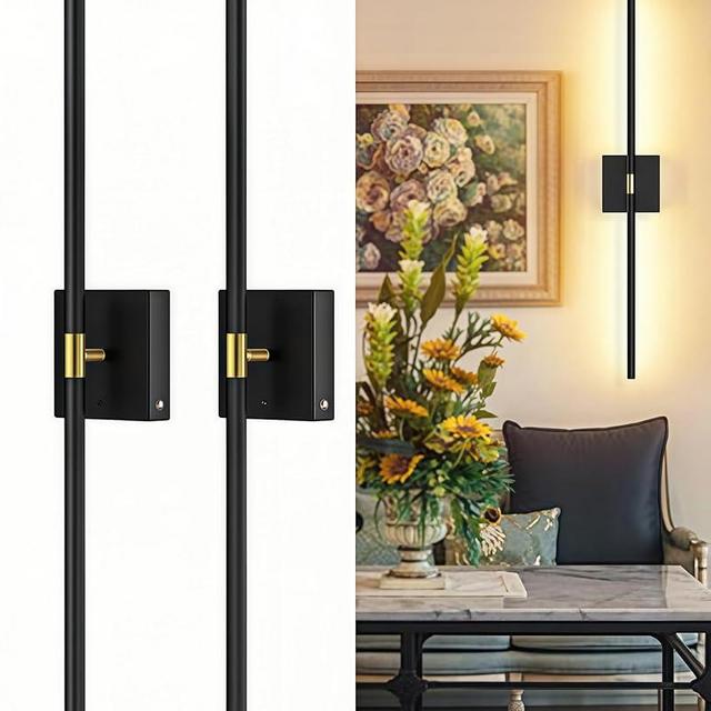 Battery Operated Wall Sconce Set of 2: 10000mAh Rechargeable Wall Lights Wireless Sconces with Touch and Remote, 360° Rotate Magnetic Wall Scone Decor for Bedroom Living Room Hallway, 31.7Inch