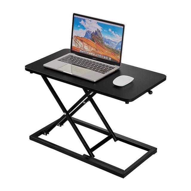 yoopin Standing Desk Converter Matte Black，Stand up Desk Riser on The Table，Adjustable Height Table top Apply for Laptop and Single Monitor Workstation Office Use.