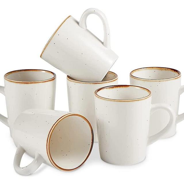 ONEMORE Coffee Mug Set, 16 oz Ceramic Mugs Set of 6 Ceramic Coffee Mugs Speckled Porcelain Mugs with Handle for Coffee, Latte, Tea, Cocoa