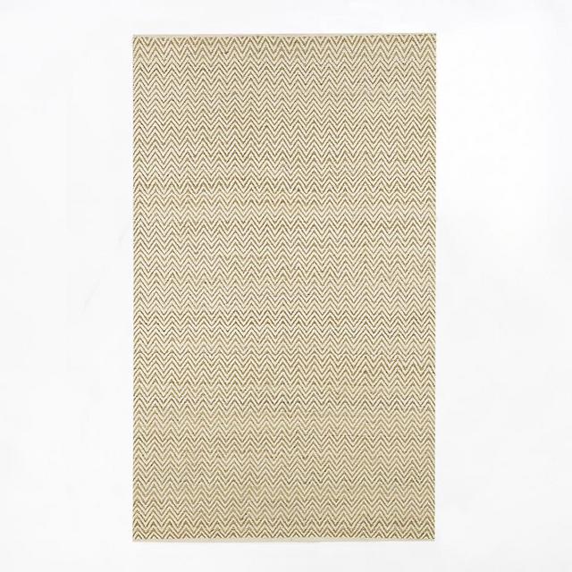 Jute Chenille Herringbone Rug, 5'x8', Natural/Ivory
