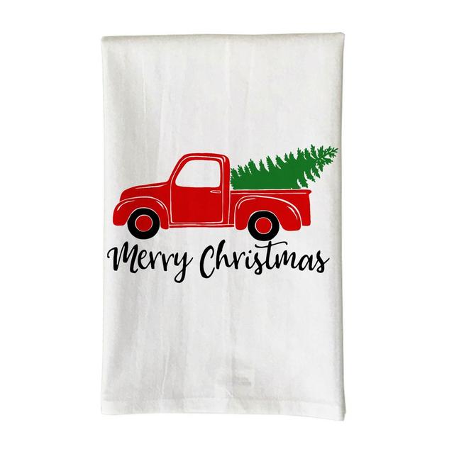 Love You a Latte Shop Merry Christmas Red Truck Kitchen Towel