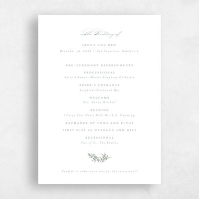 Multi-Colored Wedding Program - Vienna