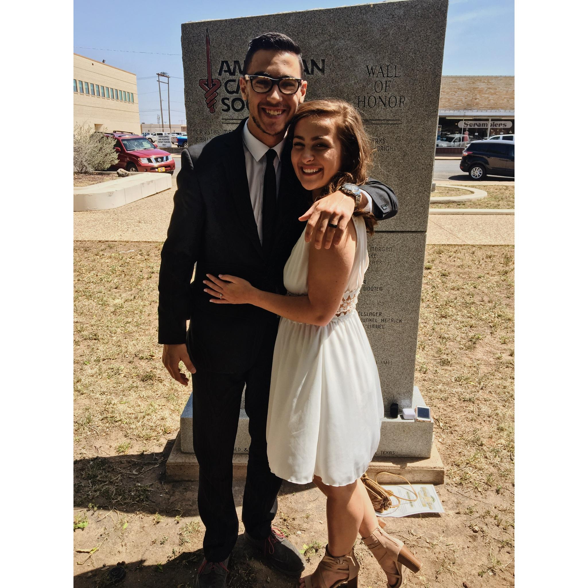Our first picture as a married couple on April 18 2018