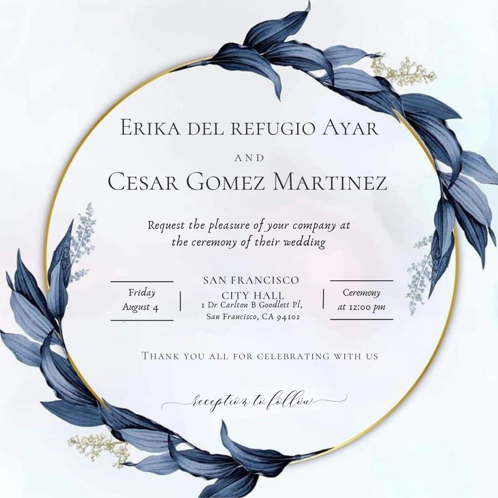 The Wedding Website of Cesar Gomez Martinez and Erika Del Refugio Ayar