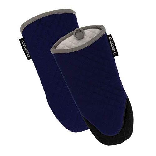 Cuisinart Silicone Oven Mitts, 2pk - Heat Resistant Quilted Oven Gloves to Safely Handle Hot Cookware - Soft Insulated Deep Pockets, Non-Slip Grip and Convenient Hanging Loop - Navy Aura