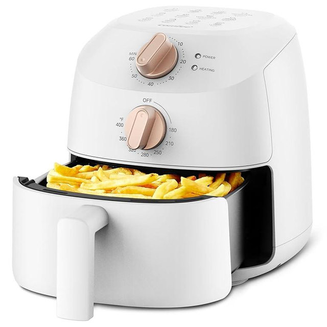COMFEE' Compact 2.1 Quart Air Fryer with 12 Menu Options, Adjustable Timer & Temperature Control 180-400 degrees F, Dishwasher-Safe Nonstick Fry Basket with Stainless Steel Finish