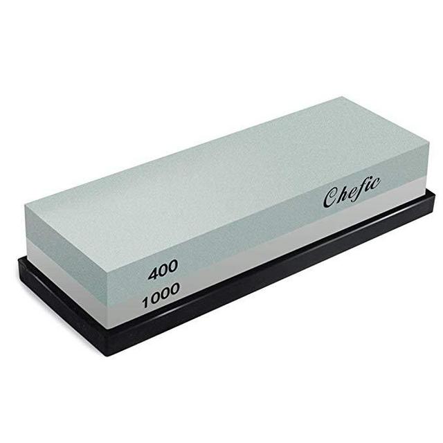 Whetstone, Chefic 2-IN-1 Sharpening Stone 400/1000 Grit Waterstones, BearMoo Knife Sharpener Rubber Stone Holder Included