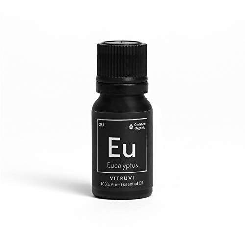Vitruvi Organic Eucalyptus Essential Oil, 100% Pure Undiluted Premium Grade Essential Oil, Certified Organic (.30 oz)
