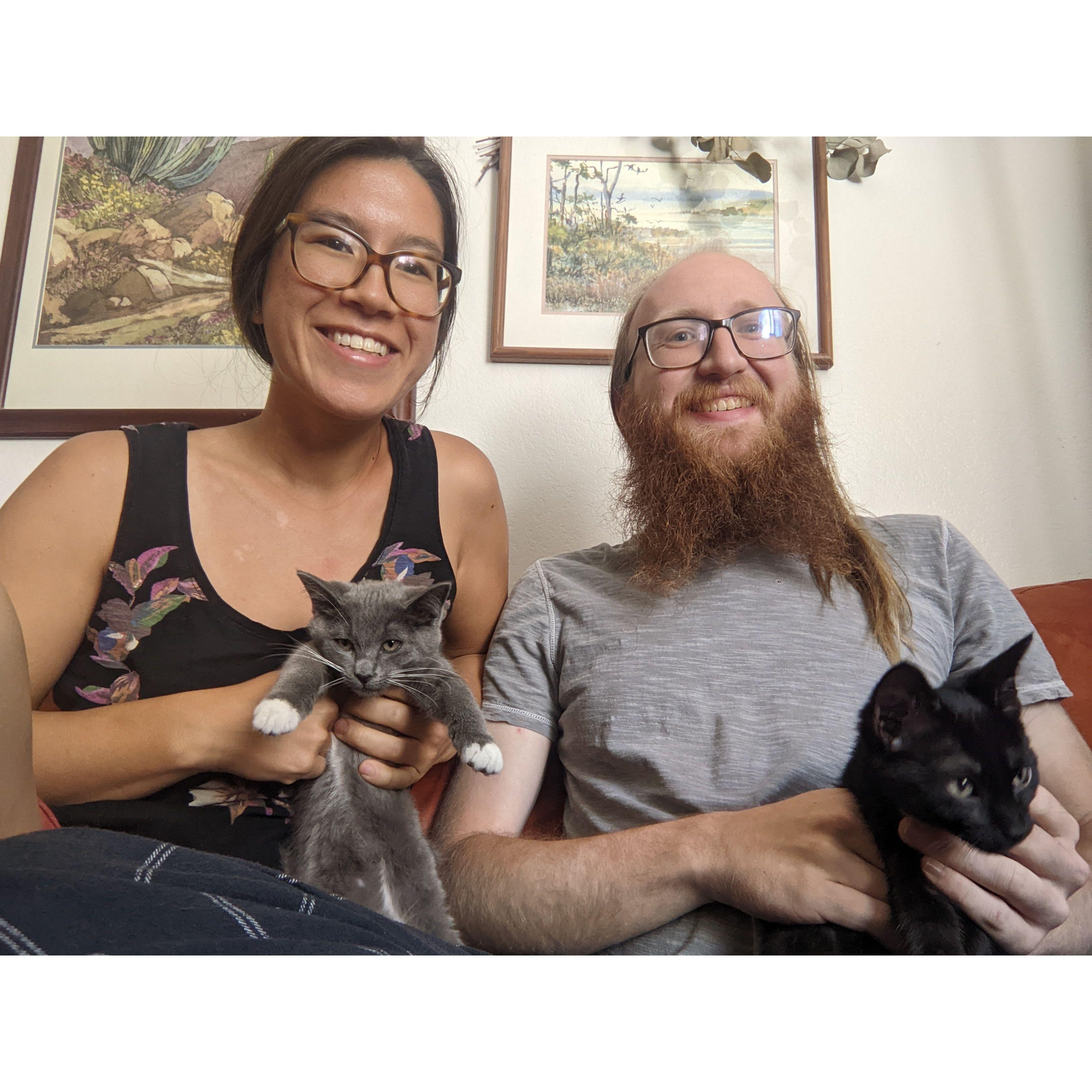 Family photo with Sunny and Oatmeal