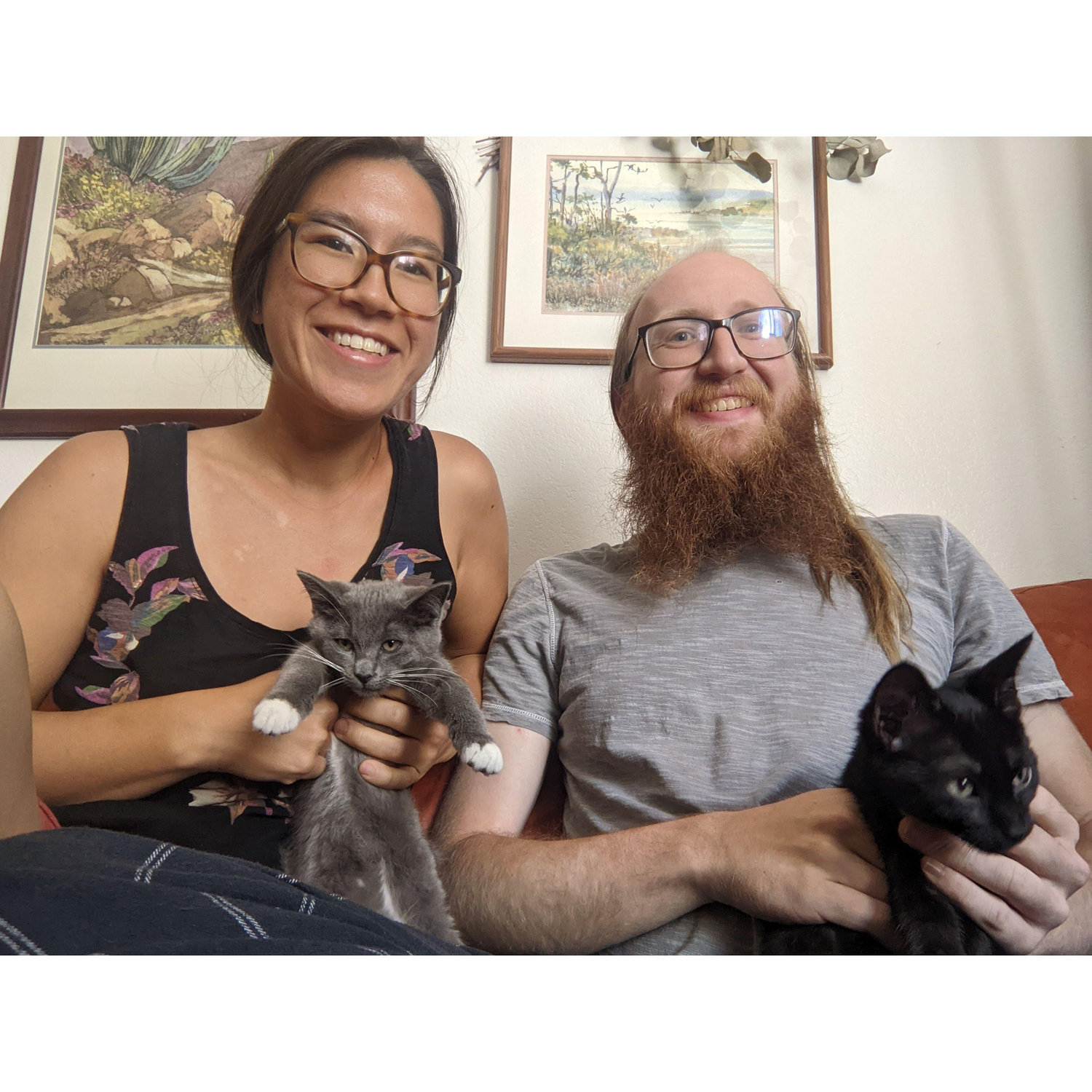 Family photo with Sunny and Oatmeal
