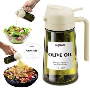 2 in 1 Glass Oil Sprayer & Dispenser,16oz/470ml Olive Cooking, Air Fryer, and Salad, for Kitchen Gadgets and Air Fryer Accessories, w/Stickers (White + Dark Green Bottle1) - Amazon