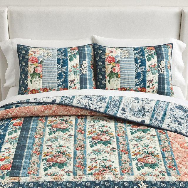 Bridgette Vintage Floral Reversible Quilt, Blue Multi, King/Cal. King